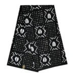 African Print Wax Ankara Fabric by The Yard - Black / White