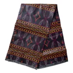 Toghu African Wax Print Ankara Fabric by The Yard - Black/ Burgundy / Orange