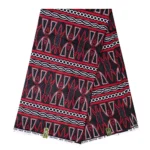 Toghu African Print Fabric by The Yard - Red / Black/ White
